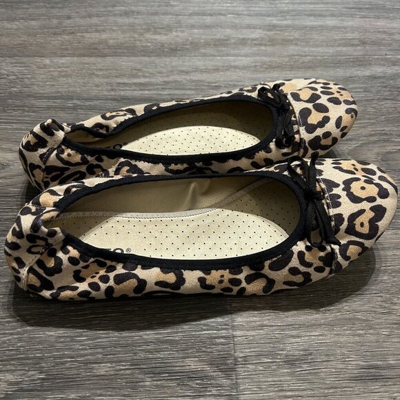 Rialto Sunnyside II Size 9 Ballet Flats Leopard Animal Print Shoes Bow Neutral - Picture 3 of 8